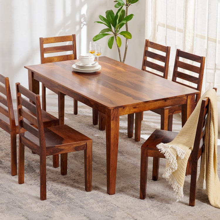 Helios Easter Sheesham Wood 6-Seater Dining Table - Brown