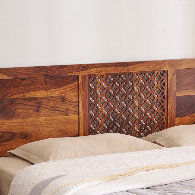 Helios Disa Sheesham Wood King Bed - Honey Brown