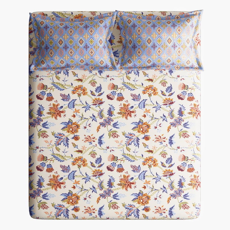 PORTICO Marvella Cotton 144TC Printed 3Pcs Queen Bedsheet Set