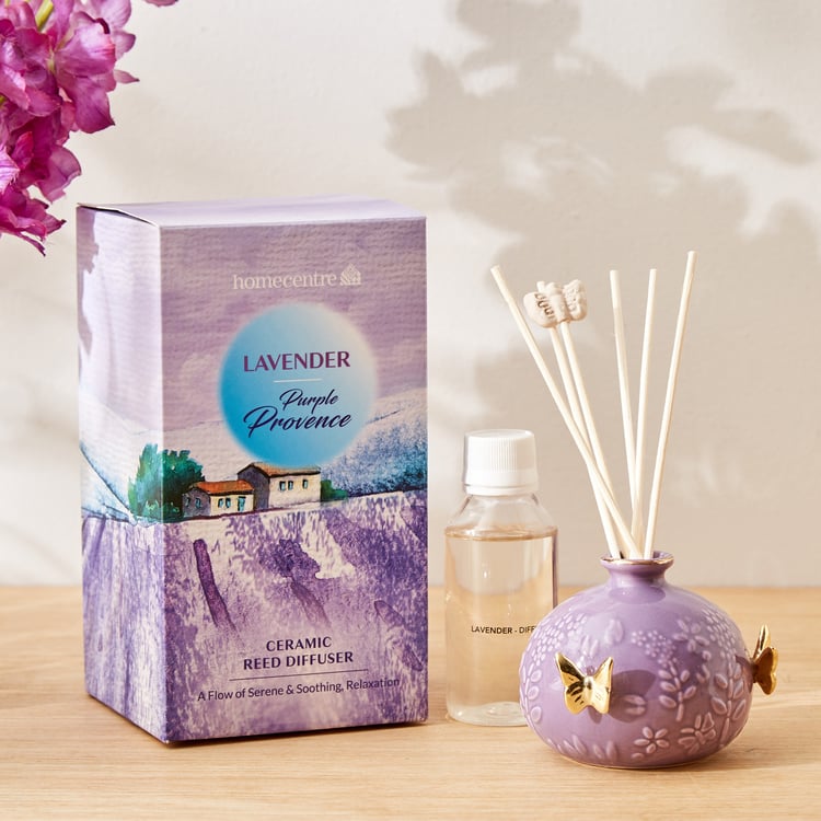 Redolence Ceramic Purple Provence Lavender Reed Diffuser Set