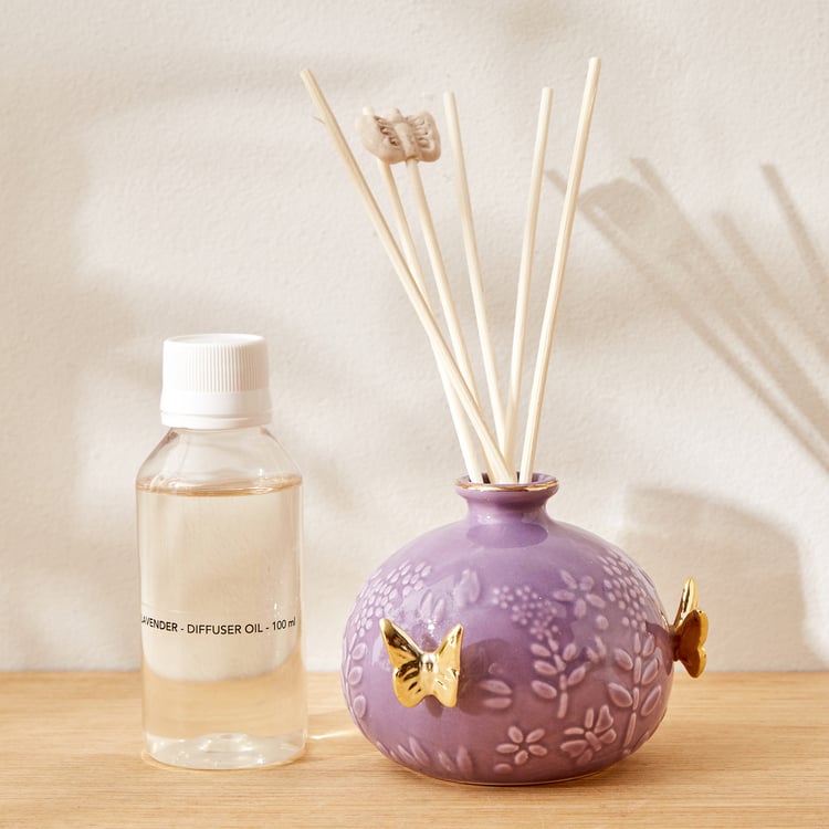 Redolence Ceramic Purple Provence Lavender Reed Diffuser Set