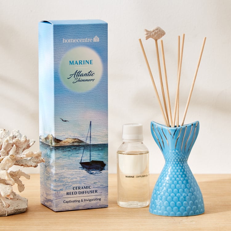 Redolence Ceramic Atlantic Shimmers Marine Reed Diffuser Set