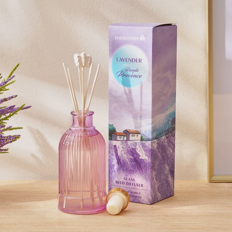 Redolence Glass Purple Provence Lavender Reed Diffuser Set