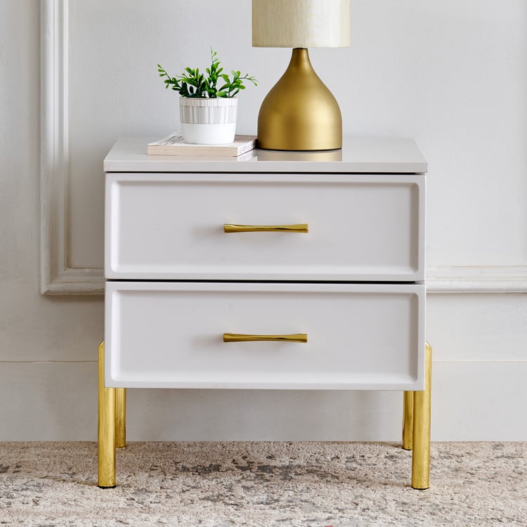 Stellar Bedside Table with Drawers - Grey