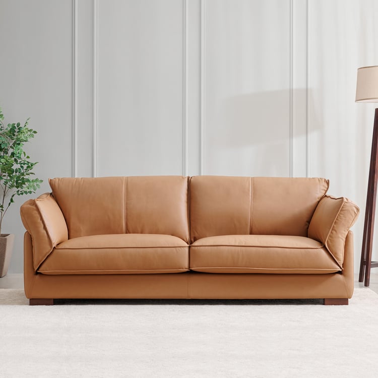 Sorrento Half Leather 3-Seater Sofa - Tan