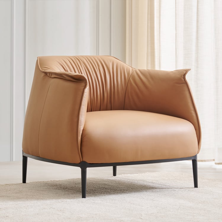 Sorrento Half Leather Accent Chair - Tan