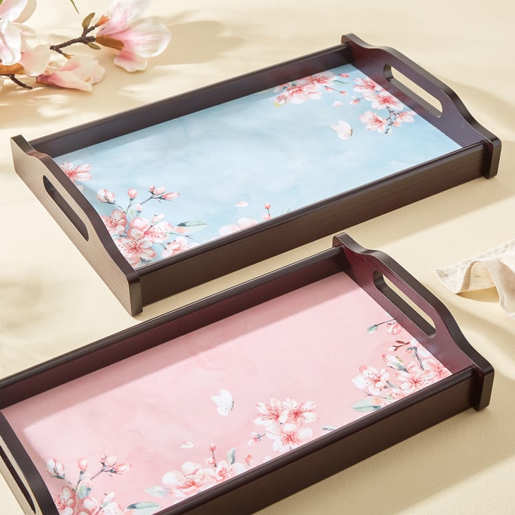 Senorita Wooden Cherry Blossom Printed Tray - 41x24cm