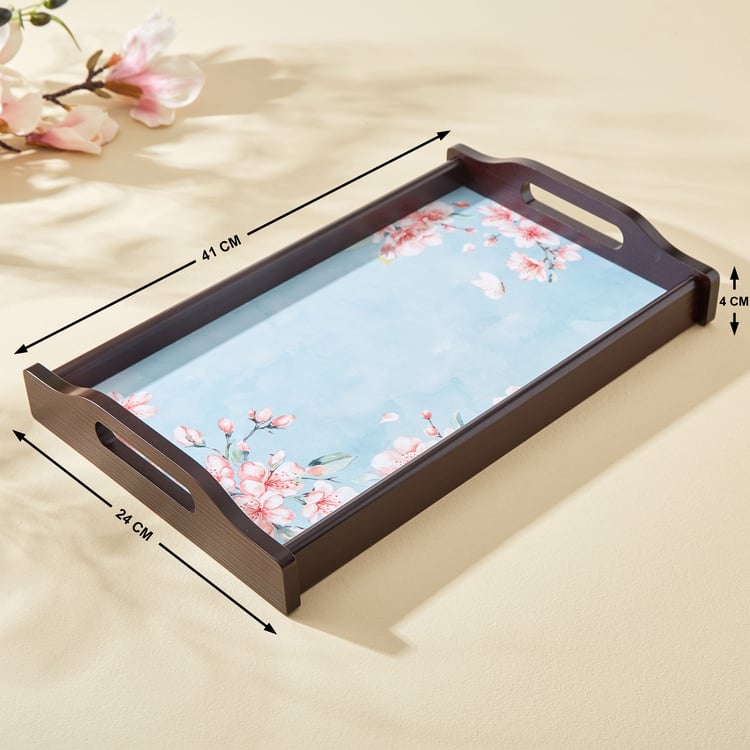 Senorita Wooden Cherry Blossom Printed Tray - 41x24cm