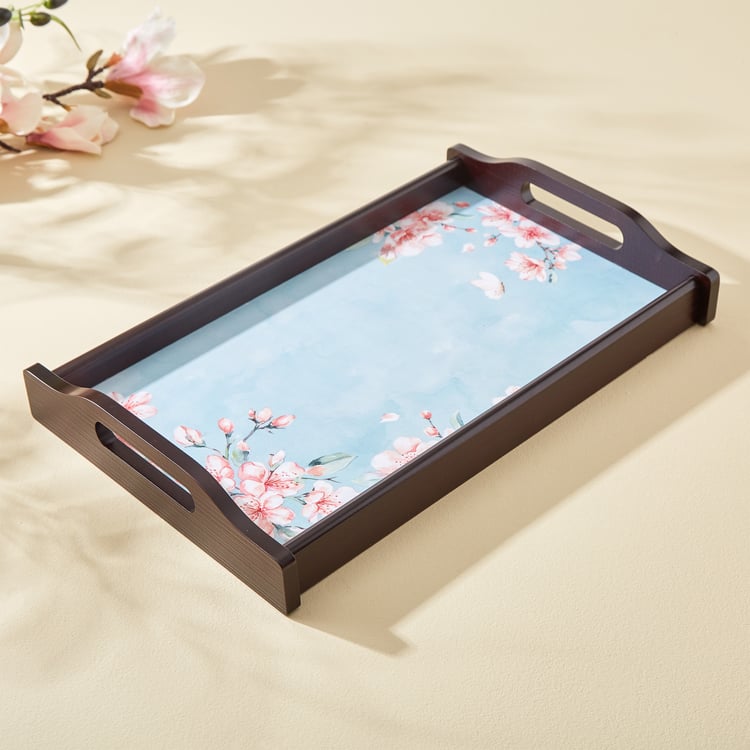 Senorita Wooden Cherry Blossom Printed Tray - 41x24cm