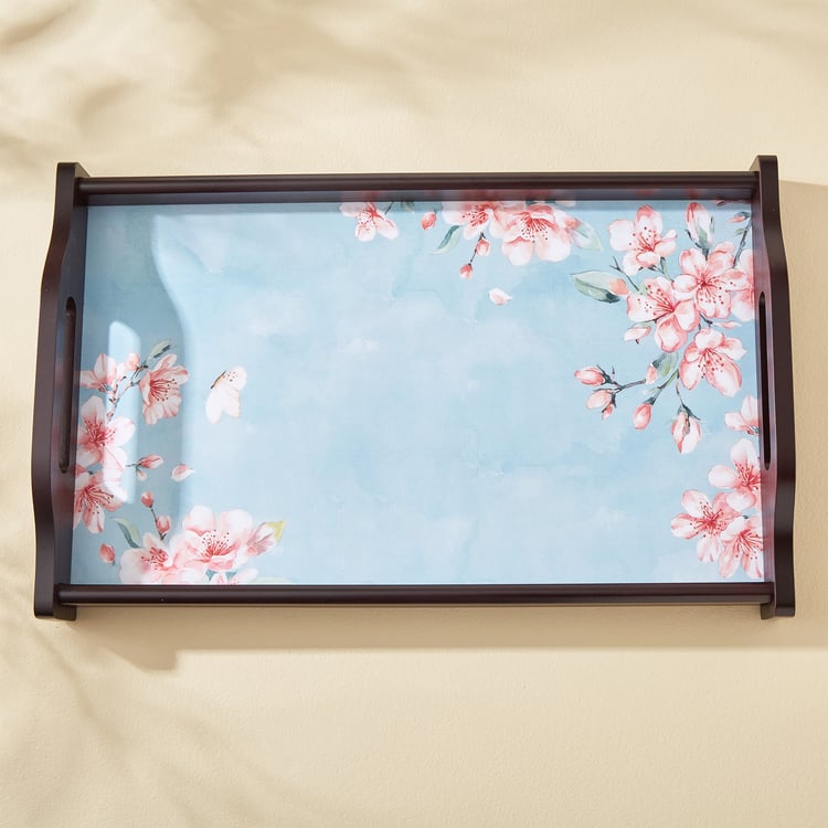 Senorita Wooden Cherry Blossom Printed Tray - 41x24cm