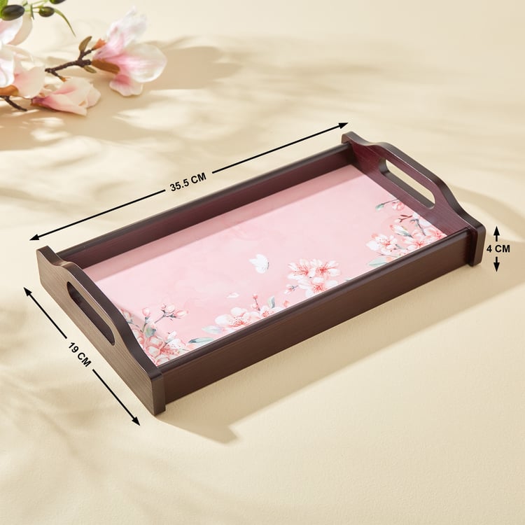 Senorita Wooden Cherry Blossom Printed Tray - 35.5x19cm