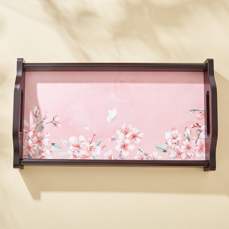 Senorita Wooden Cherry Blossom Printed Tray - 35.5x19cm