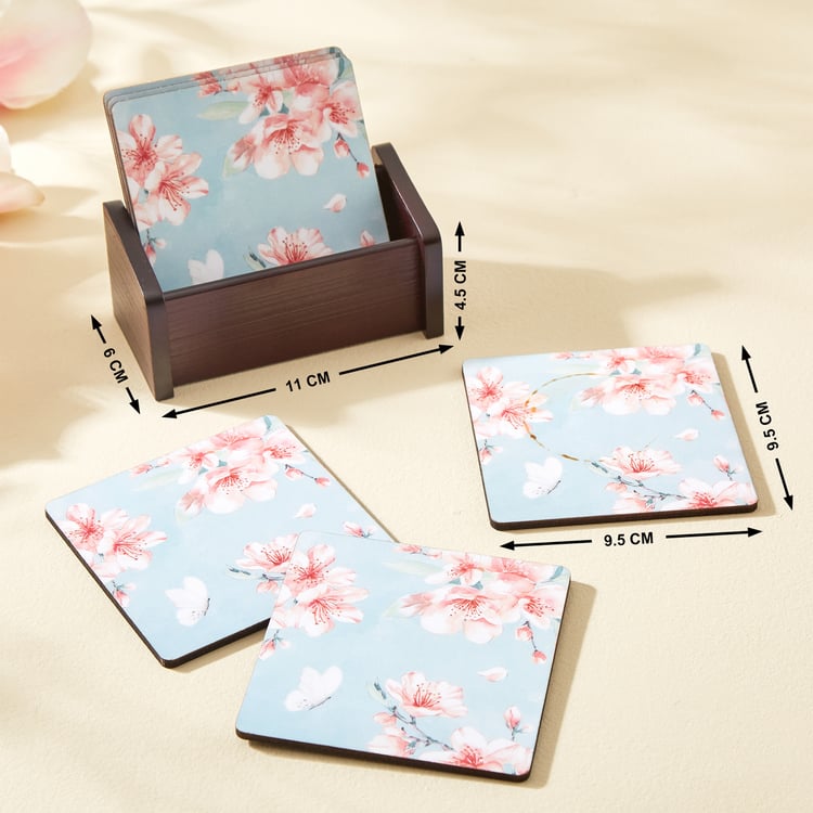 Senorita Set of 6 Wooden Printed Coasters with Holder