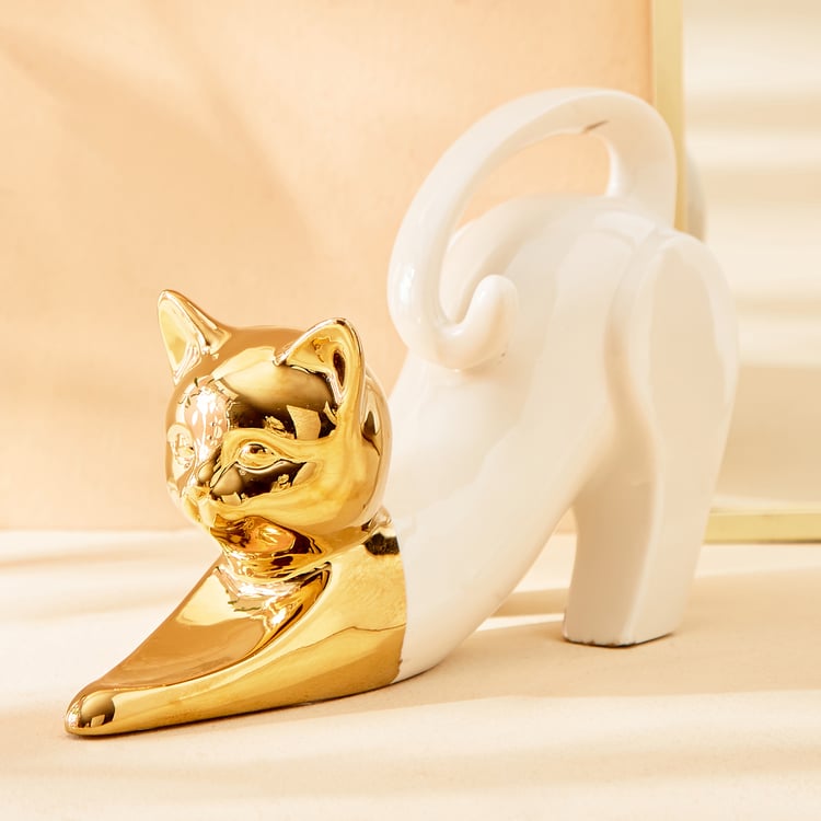 Brighton Ceramic Stretching Cat Figurine