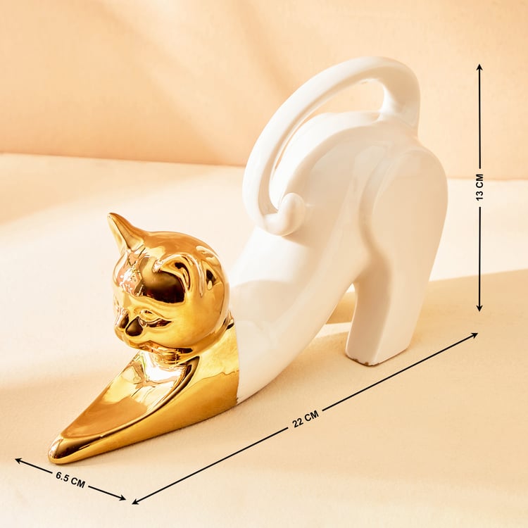 Brighton Ceramic Stretching Cat Figurine