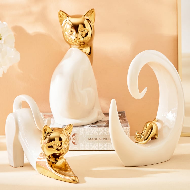 Brighton Ceramic Cat with Moon Figurine