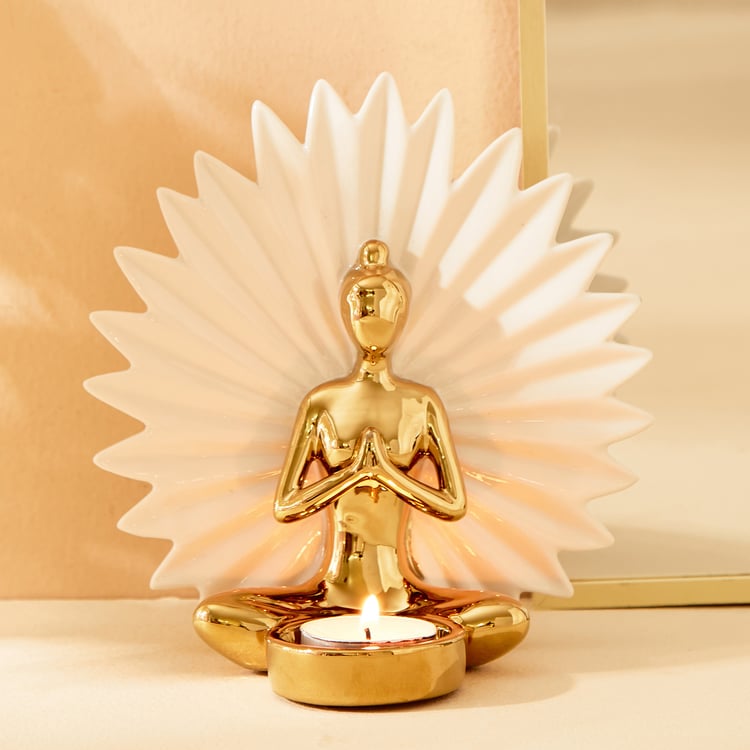 Brighton Ceramic Yogi Figurine with T-Light Holder