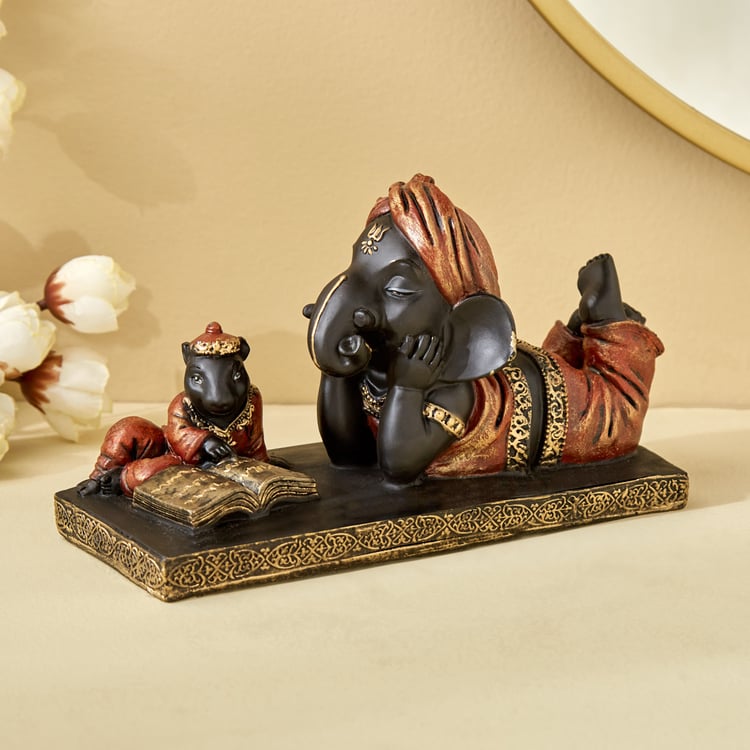 Corsica Fiesta Polyresin Reading Ganesha Figurine