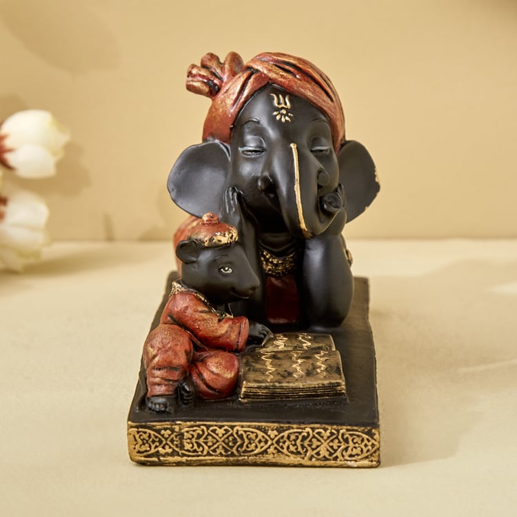 Corsica Fiesta Polyresin Reading Ganesha Figurine