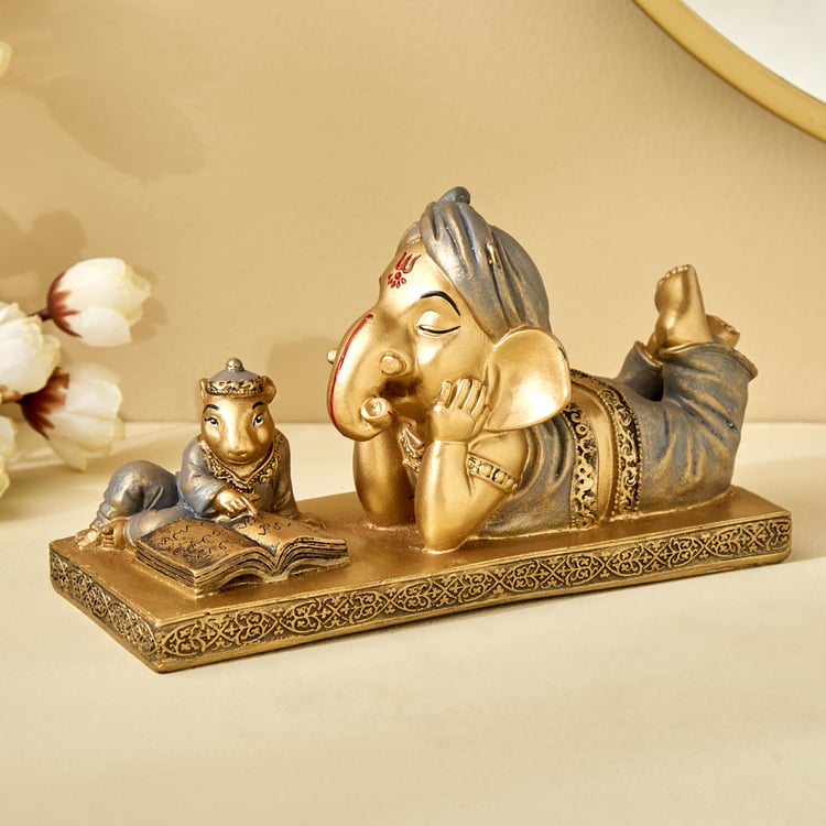 Corsica Fiesta Polyresin Ganesha in Reading Pose Figurine