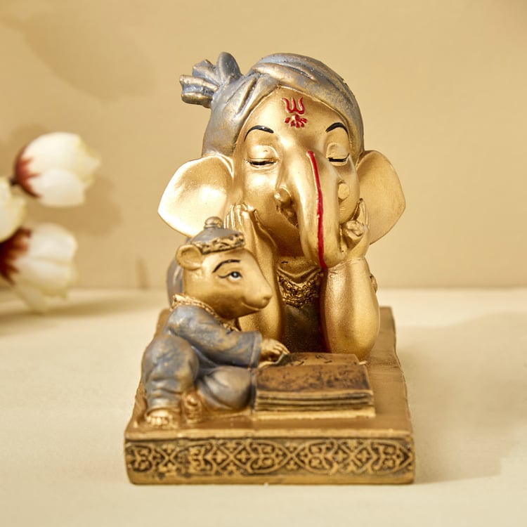 Corsica Fiesta Polyresin Ganesha in Reading Pose Figurine