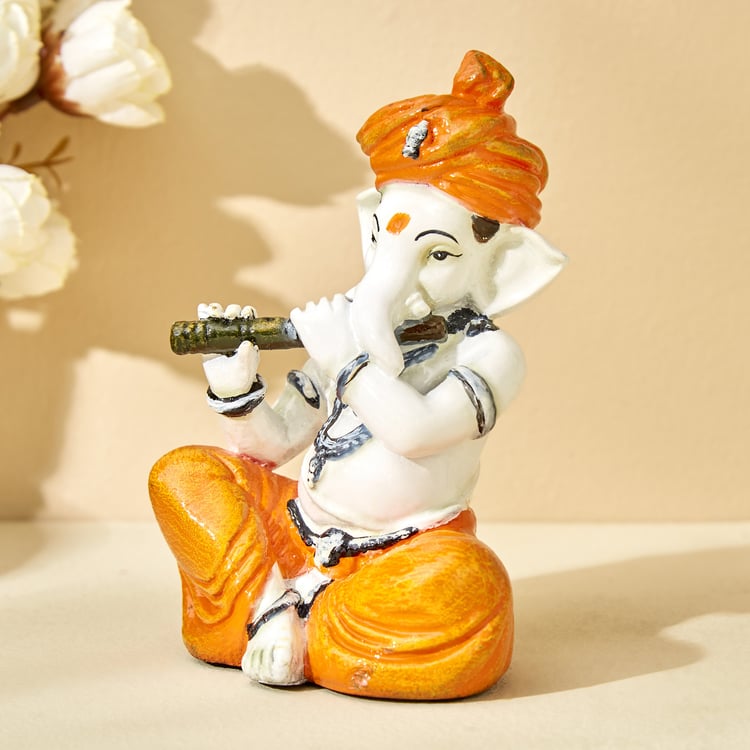 Corsica Fiesta Polyresin Ganesha with Flute Figurine