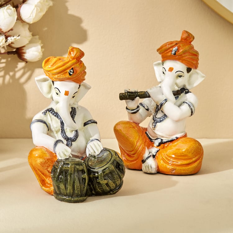 Corsica Fiesta Polyresin Ganesha with Flute Figurine