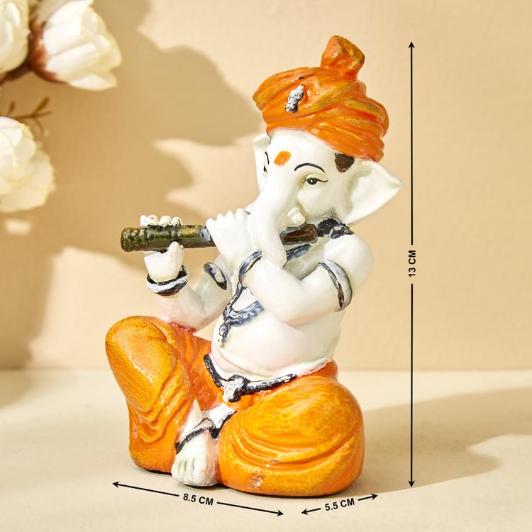 Corsica Fiesta Polyresin Ganesha with Flute Figurine