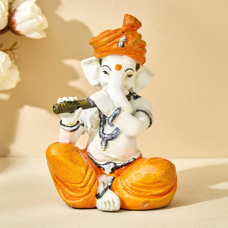 Corsica Fiesta Polyresin Ganesha with Flute Figurine