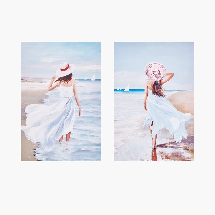 Brezza Set of 2 Canvas Lady At The Beach Picture Frames - 40x60cm