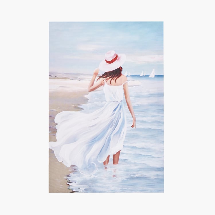 Brezza Set of 2 Canvas Lady At The Beach Picture Frames - 40x60cm