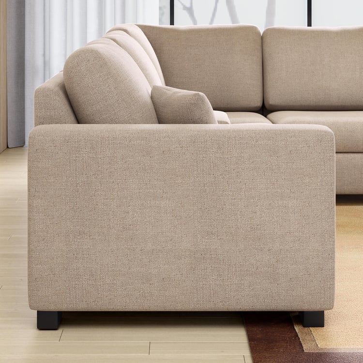 Wells Fabric 5-Seater Corner Sofa with Console - Brown