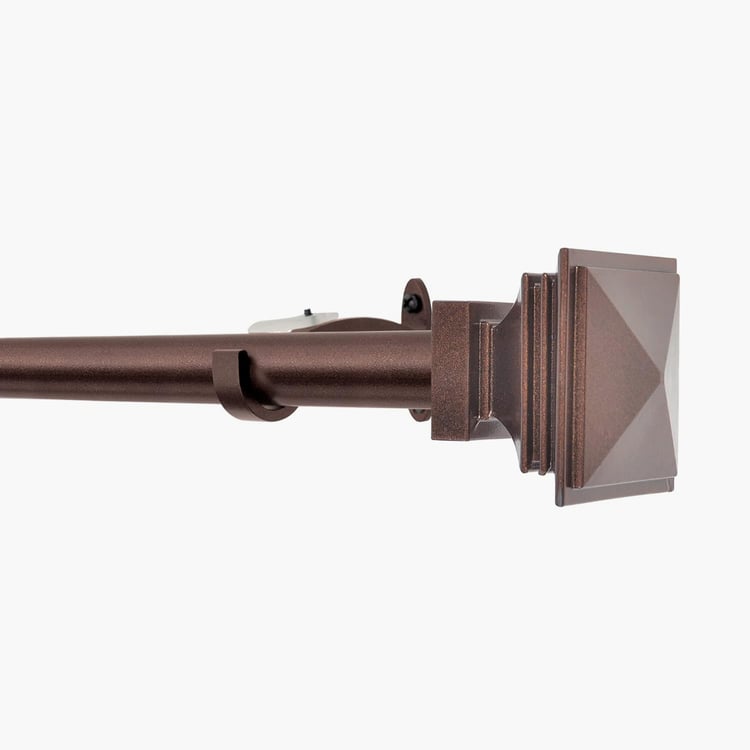 DECO WINDOW Stakd Sqaure Extendable Single Curtain Rod - 25mm, Brown (36-66in)