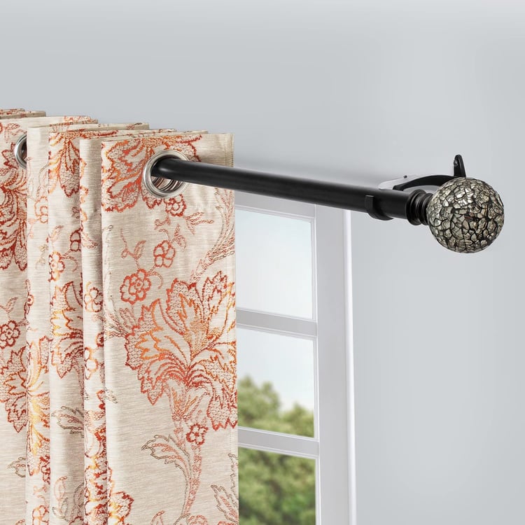 DECO WINDOW Mirror Extendable Single Curtain Rod - 19mm, Black Matt (36-66in)