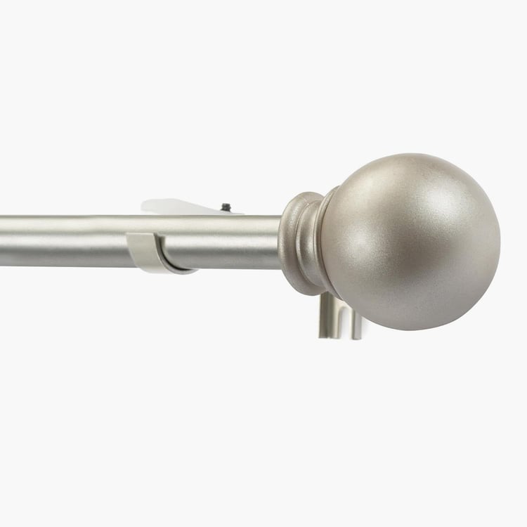 DECO WINDOW Ball Set of 2 Extendable Curtain Rods - 16mm, Silver (28-48in)