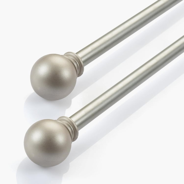 DECO WINDOW Ball Set of 2 Extendable Curtain Rods - 16mm, Silver (28-48in)