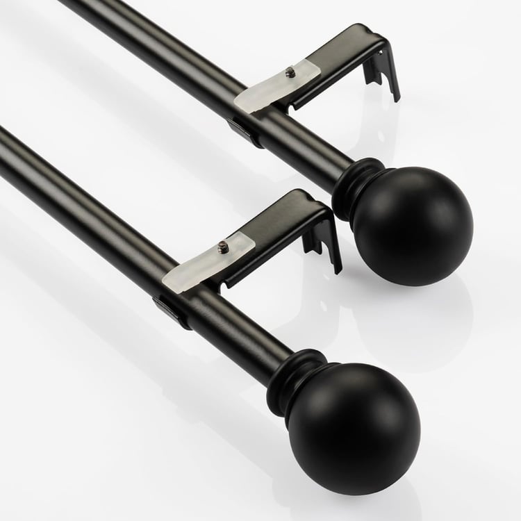 DECO WINDOW Ball Set of 2 Extendable Single Curtain Rods - 16mm, Black (28-48in)