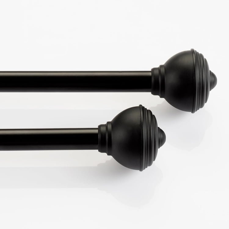 DECO WINDOW Staked Set of 2 Extendable Single Curtain Rods - 16mm, Black (28-48in)