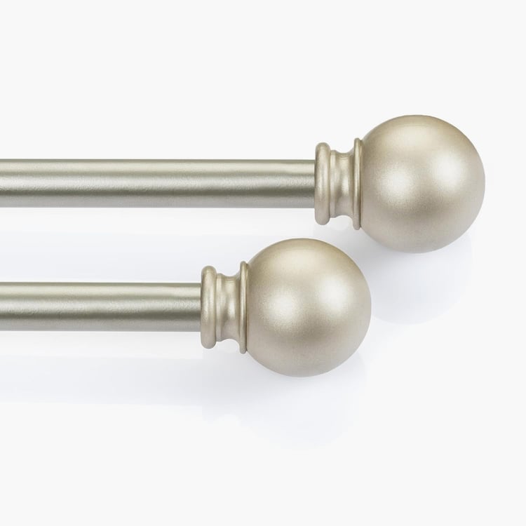 DECO WINDOW Ball Set of 2 Extendable Single Curtain Rods - 16mm, Silver (44-84in)