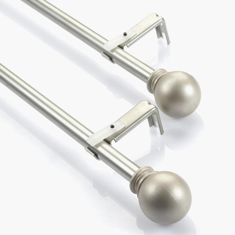 DECO WINDOW Ball Set of 2 Extendable Single Curtain Rods - 16mm, Silver (44-84in)