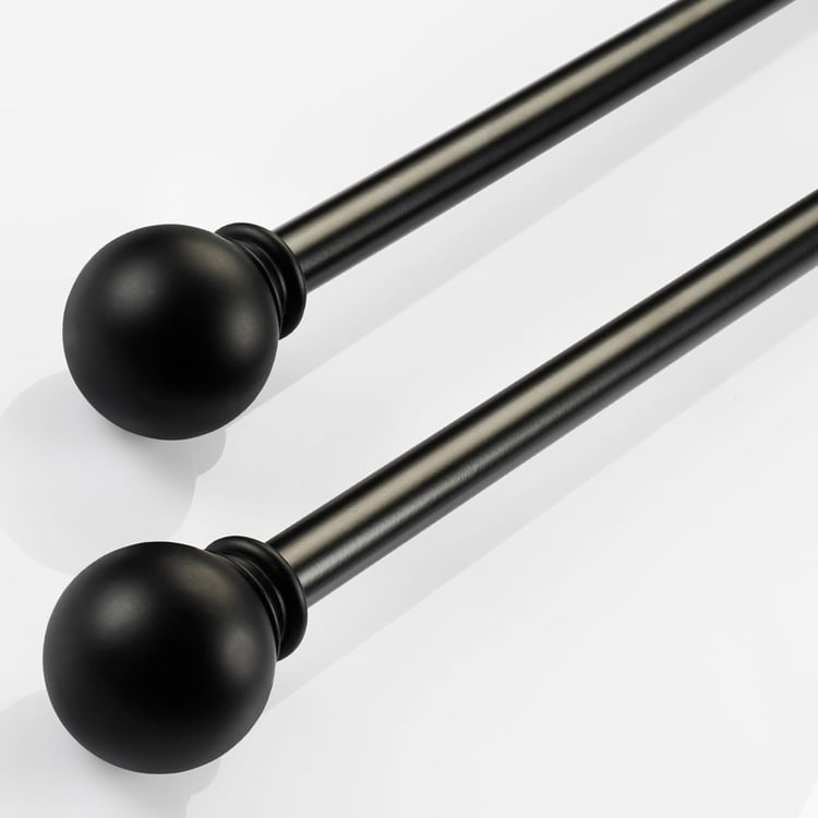 DECO WINDOW Ball Set of 2 Extendable Single Curtain Rods -16mm, Black (44-84in)