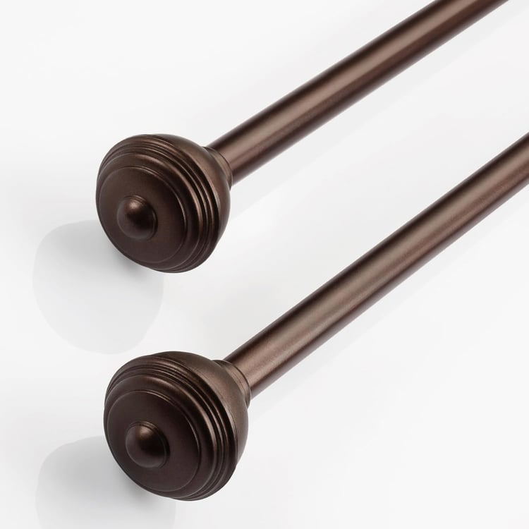 DECO WINDOW Staked Set of 2 Extendable Single Curtain Rods - 16mm, Brown (44-84in)