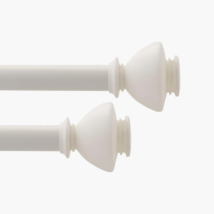 DECO WINDOW Staked Set of 2 Extendable Single Curtain Rods - 25mm, Ivory Matt (66-120in)