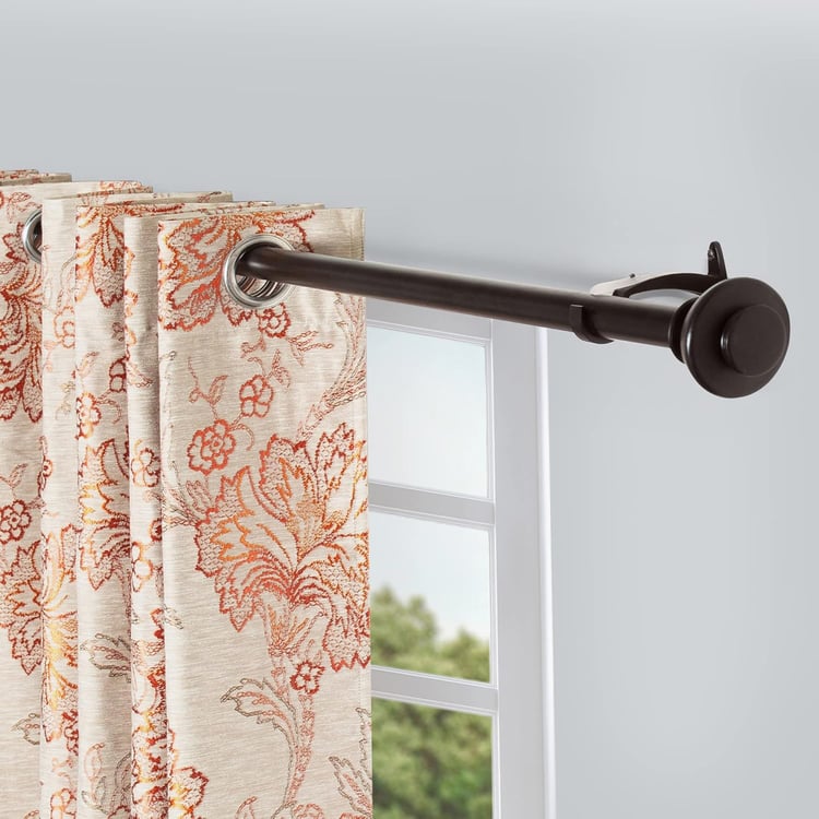 DECO WINDOW Staked Set of 2 Extendable Single Curtain Rods - 25mm, Brown BCB Matt (66-120in)