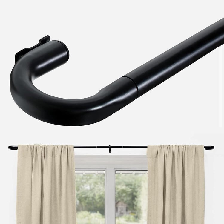 DECO WINDOW Wrap Extendable Single Curtain Rod - 25mm, Black Matt (28-48in)