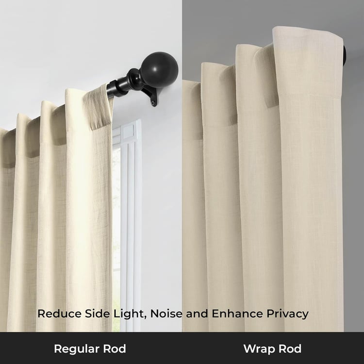 DECO WINDOW Wrap Extendable Single Curtain Rod - 25mm, Black Matt (28-48in)