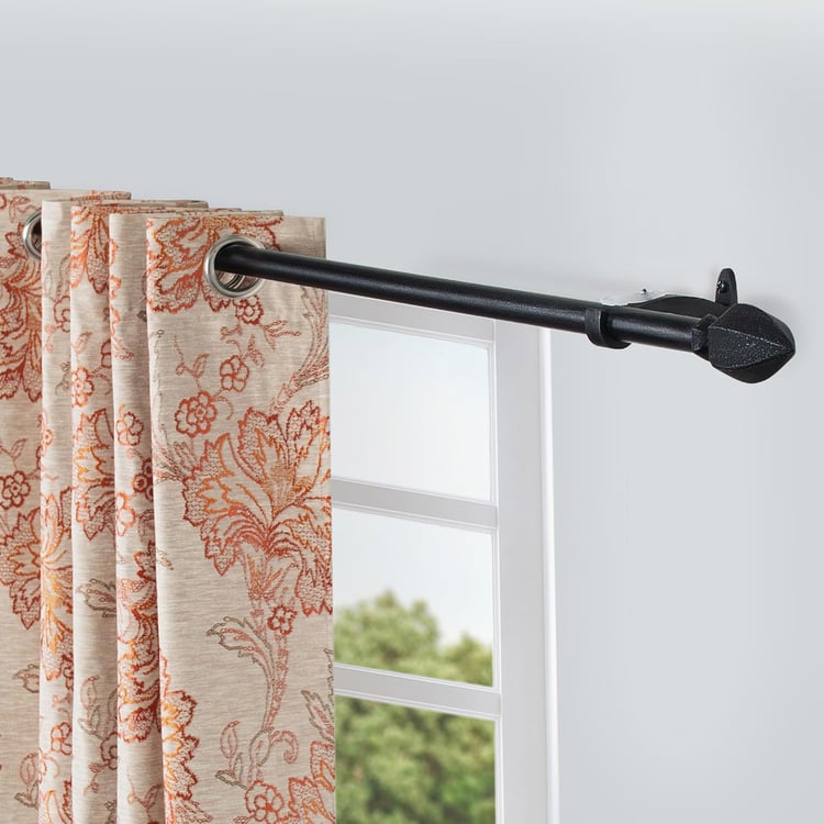 DECO WINDOW Hexagon Extendable Single Curtain Rods - 25mm, Black (36-66in)