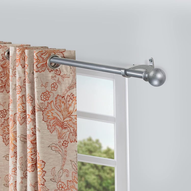 DECO WINDOW Ball Cast Extendable Single Curtain Rod - 25mm, Grey (36-66in)