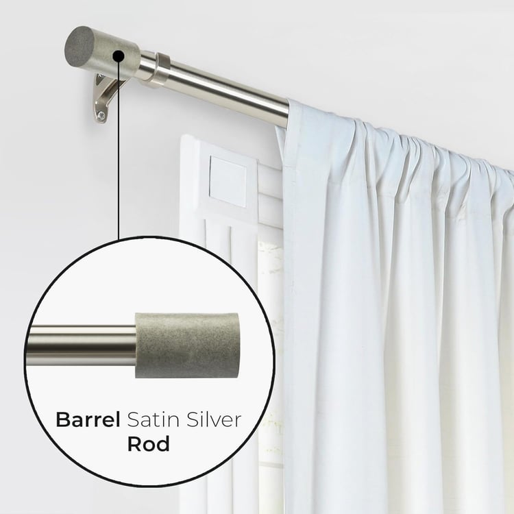 DECO WINDOW Mrb Extendable Single Curtain Rod - 25mm, Silver (36-66in)