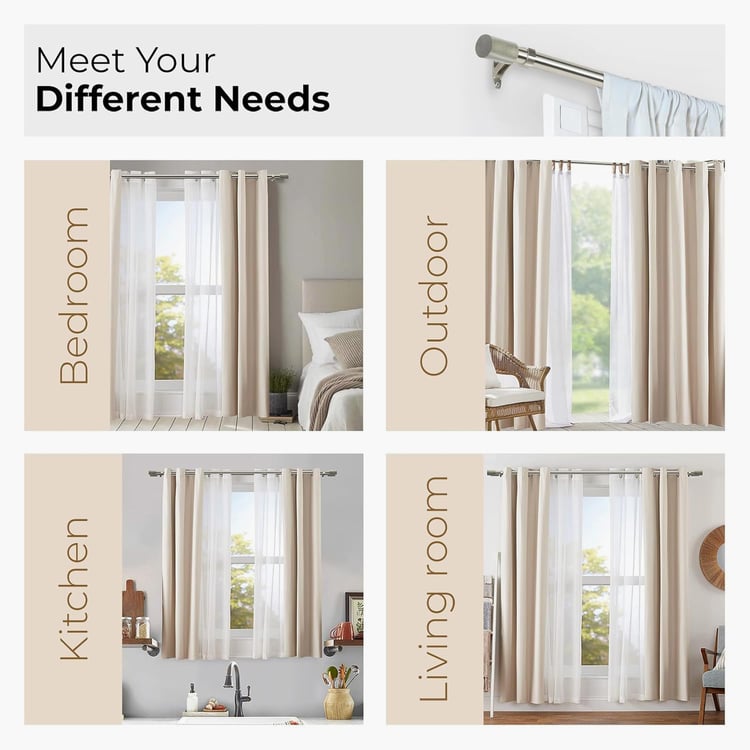 DECO WINDOW Mrb Extendable Single Curtain Rod - 25mm, Silver (36-66in)